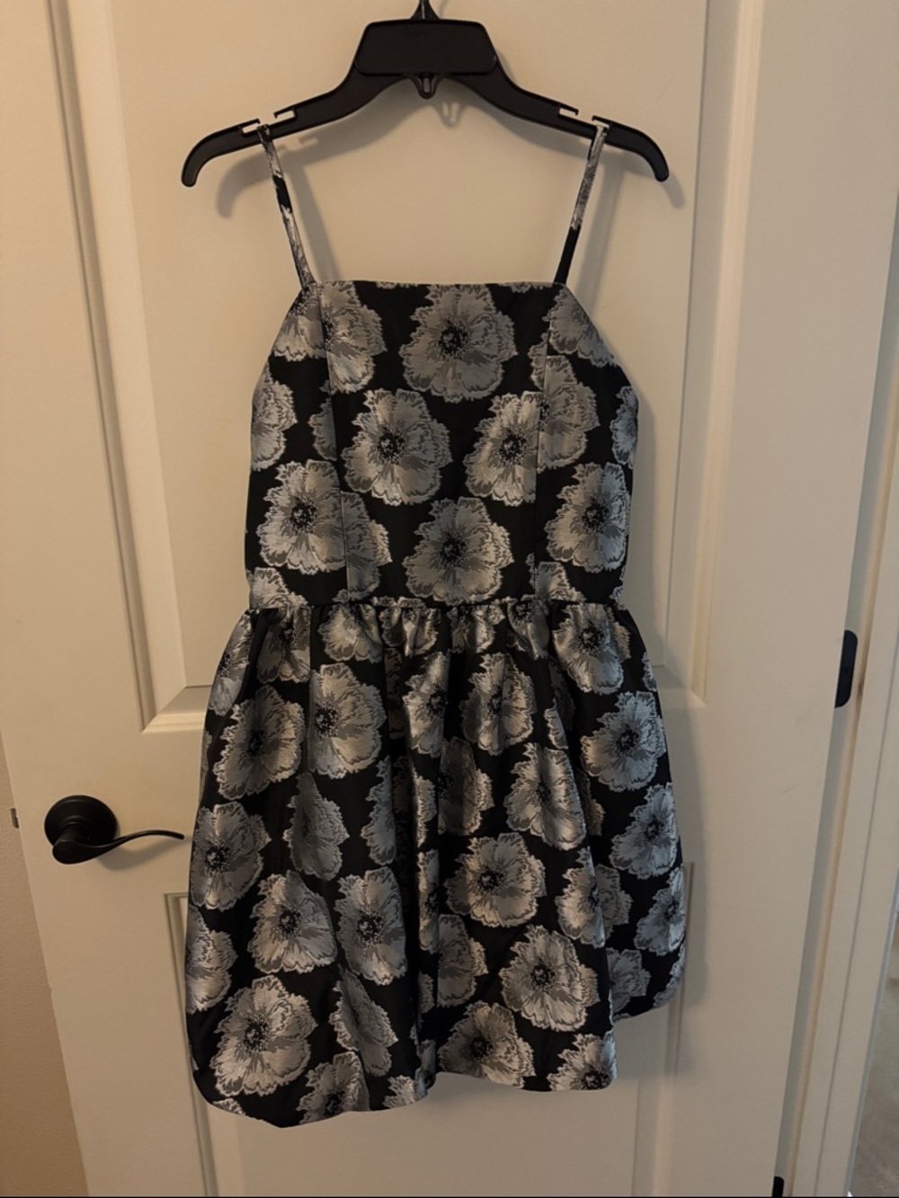 Girls Black and Silver Floral Party Dress